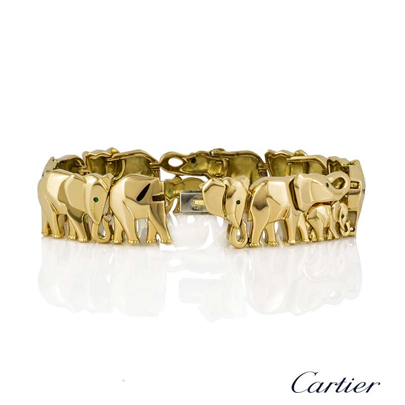 Cartier 18k Yellow Gold Khandy Elephant Bracelet | Rich Diamonds